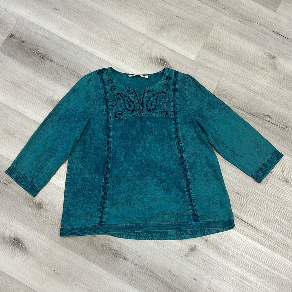 Soft Surroundings Acid Wash Blouse